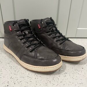 Rare Vintage LEVI'S "Stanton Burnish" Grey Leather/Suede High-Top Sneakers | 8